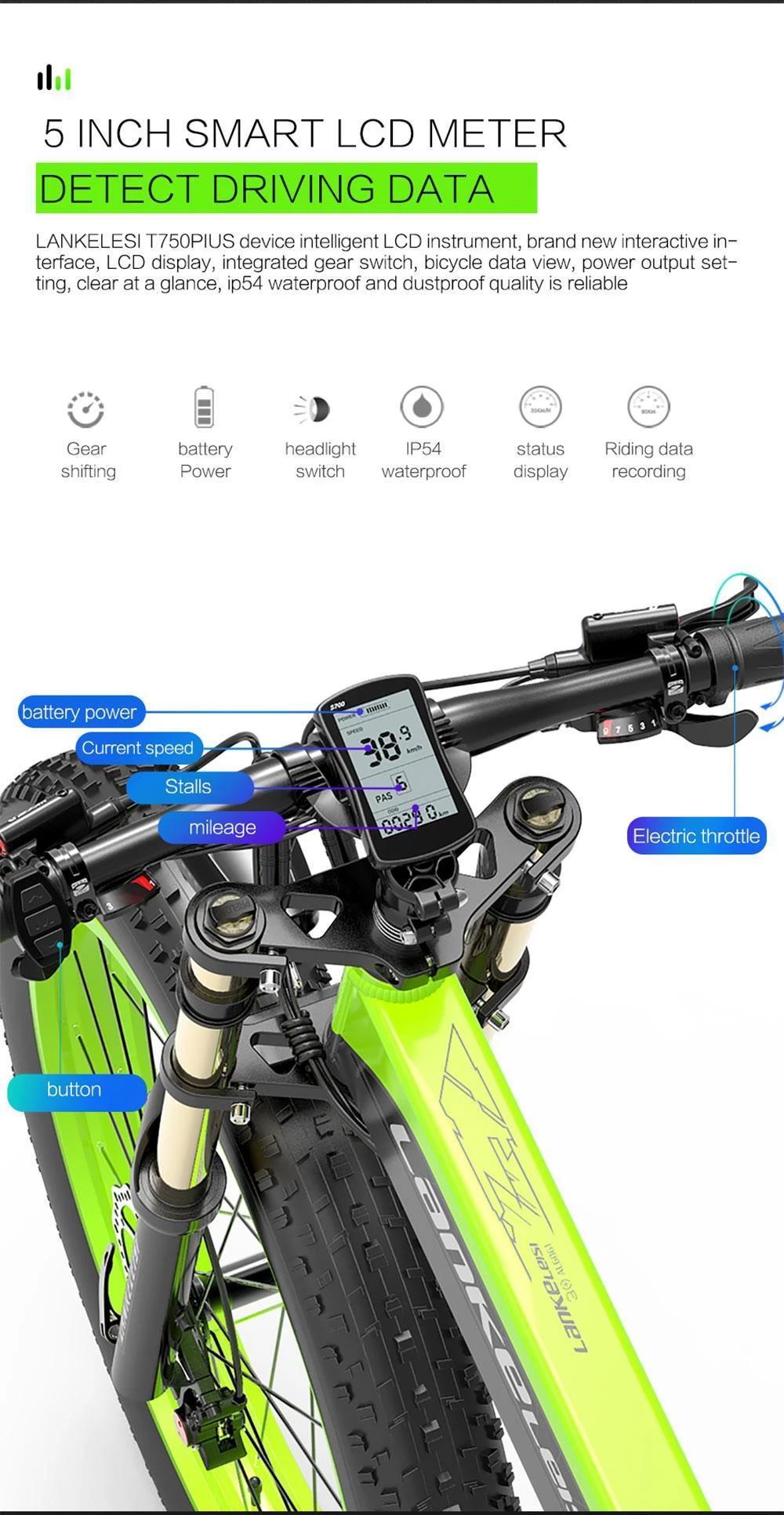 LANKELEISI T750 Plus 26*4.0 Inch Fat Tire Foldable Electric Bike